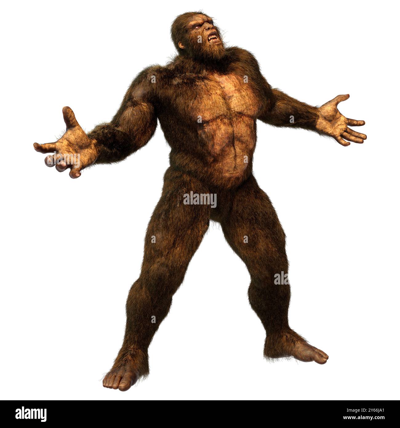 Rendering 3D di un Sasquatch o Bigfoot isolato su bianco sfondo Foto Stock