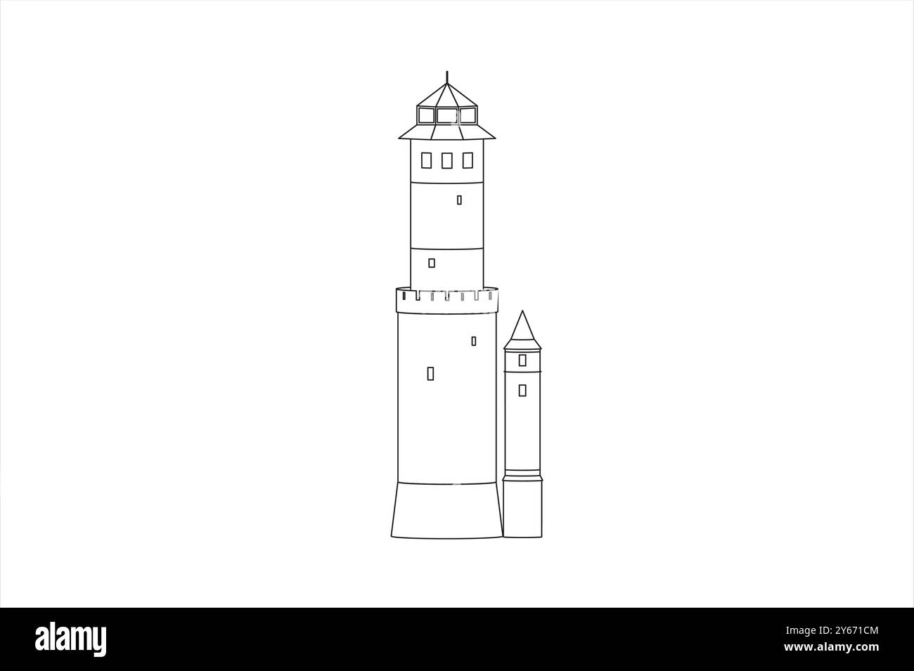 Moderna illustrazione della torre medievale del castello di Altenburg a Bamberga a Beieren, Germania Illustrazione Vettoriale