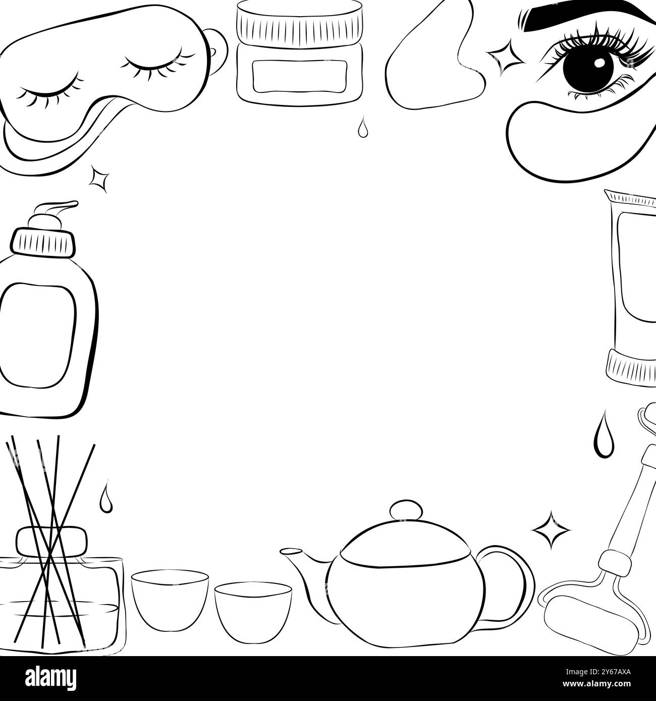 Cornice cosmetica e make up in stile vettoriale sottile Illustrazione Vettoriale