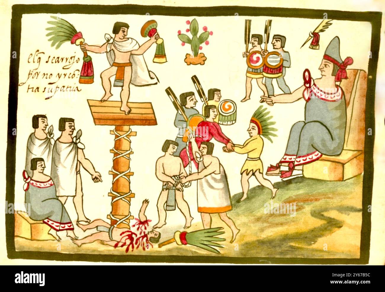 Codex Tovar - sacrificio dei nobili aztechi per il suo Paese - 1585 Foto Stock
