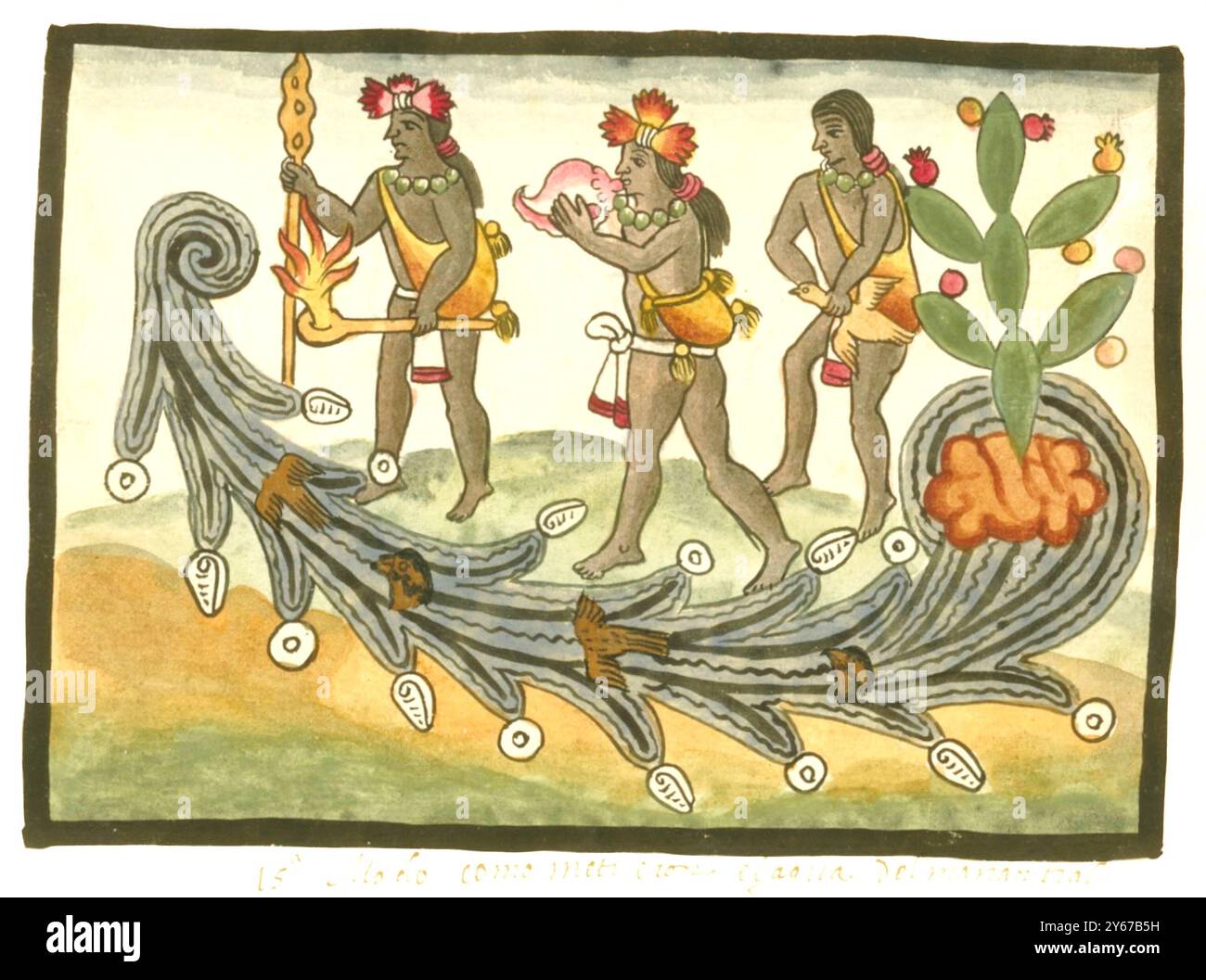 Codex Tovar - il rituale azteco contro la siccità - c1585 Foto Stock