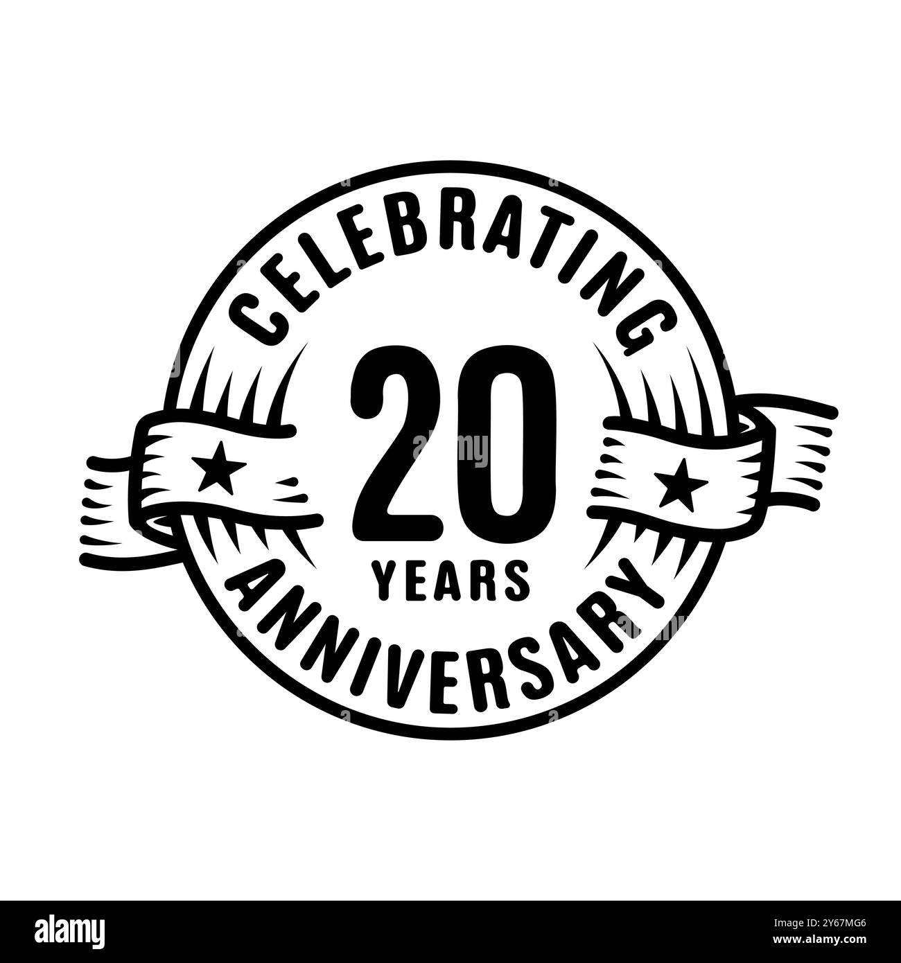 20 anni di modello di design del logo. vettore e illustrazione per il ventesimo anniversario. Illustrazione Vettoriale