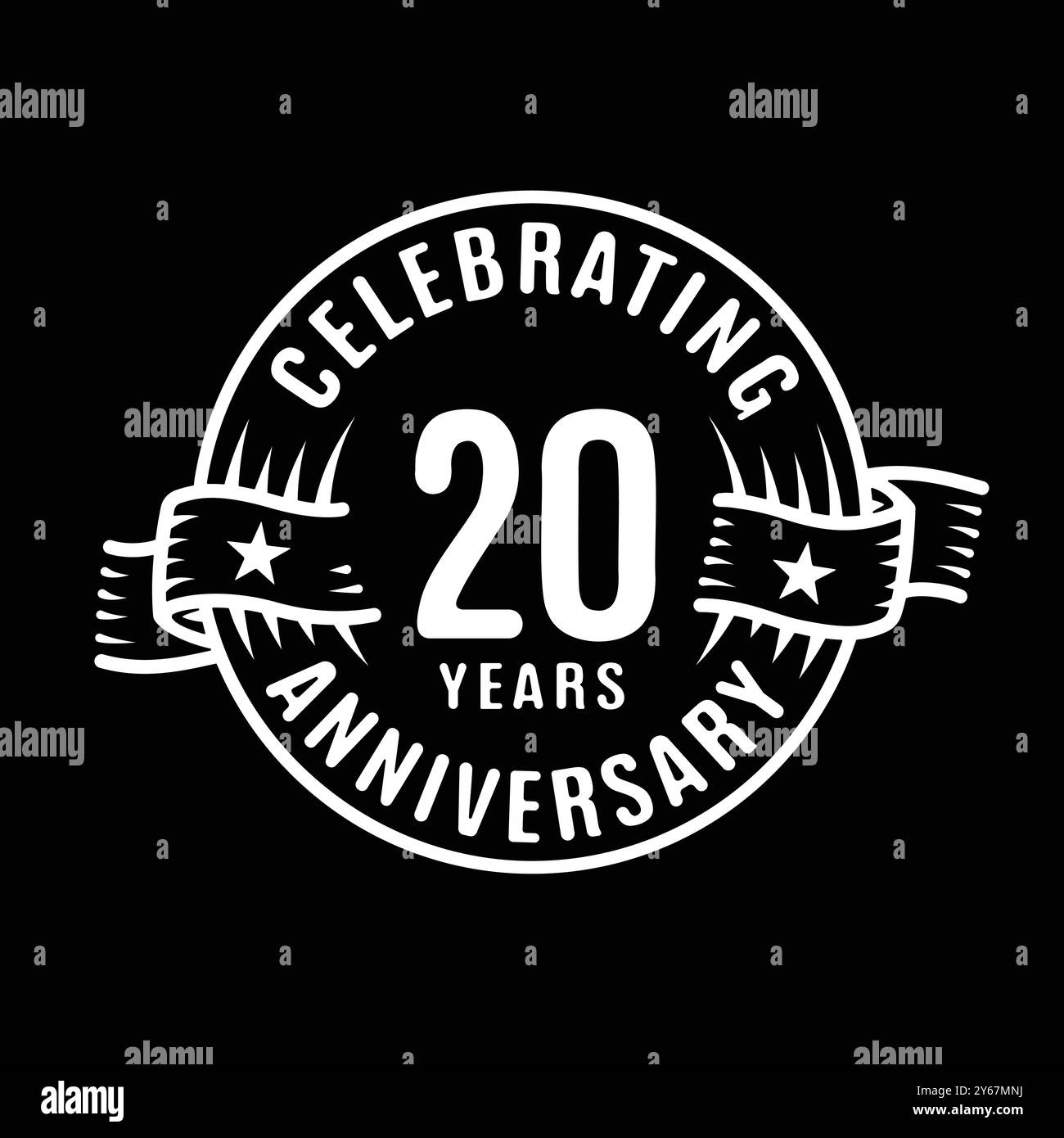 20 anni di modello di design del logo. vettore e illustrazione per il ventesimo anniversario. Illustrazione Vettoriale
