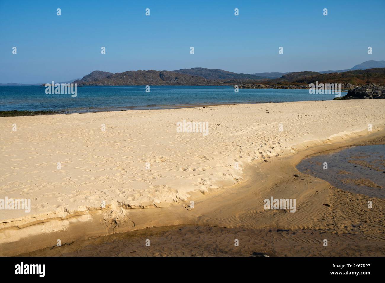 The Singing Sands, Kentra Bay, penisola di Ardnamurchan, Lochaber, Scozia, REGNO UNITO Foto Stock