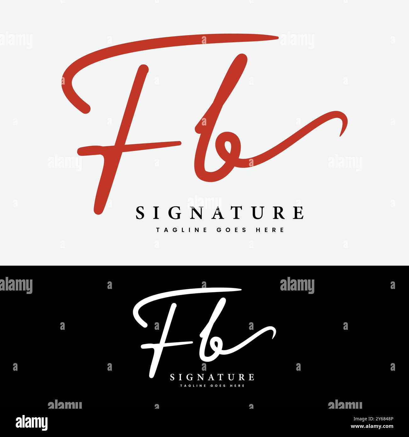 F, B, FB logo della lettera iniziale. Logo alfabetico FB firma scritta a mano Illustrazione Vettoriale