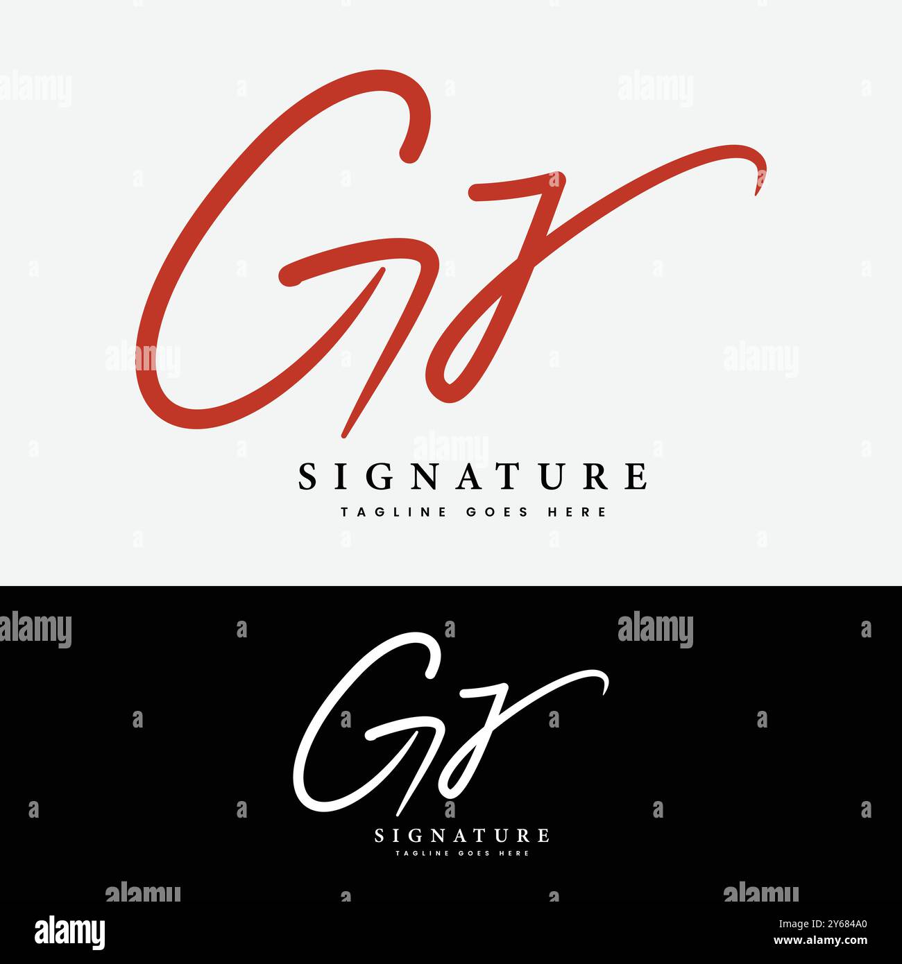 G, J, GJ lettera iniziale logo. Logo firma scritta a mano Alphabet GJ Illustrazione Vettoriale