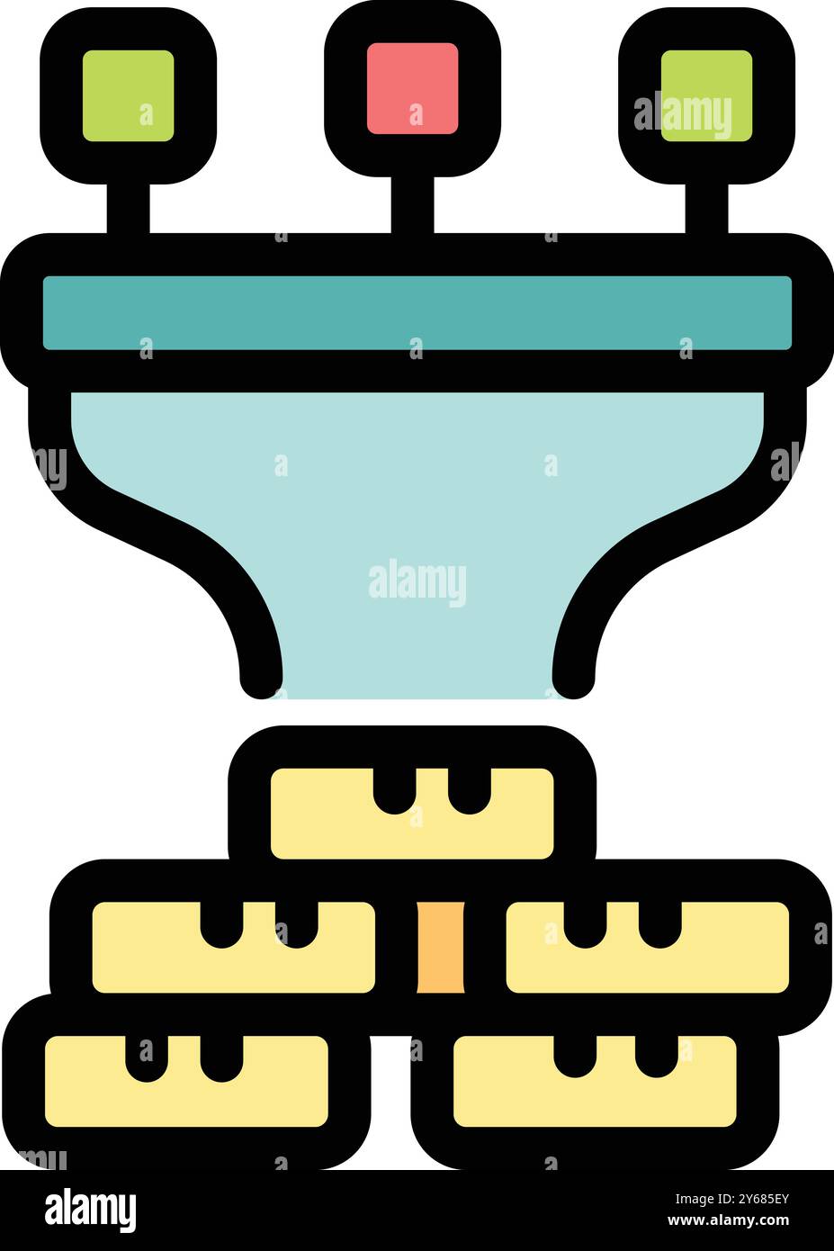 Imbuto di vendita che mostra ai clienti l'icona del sistema di marketing dei filtri Illustrazione Vettoriale