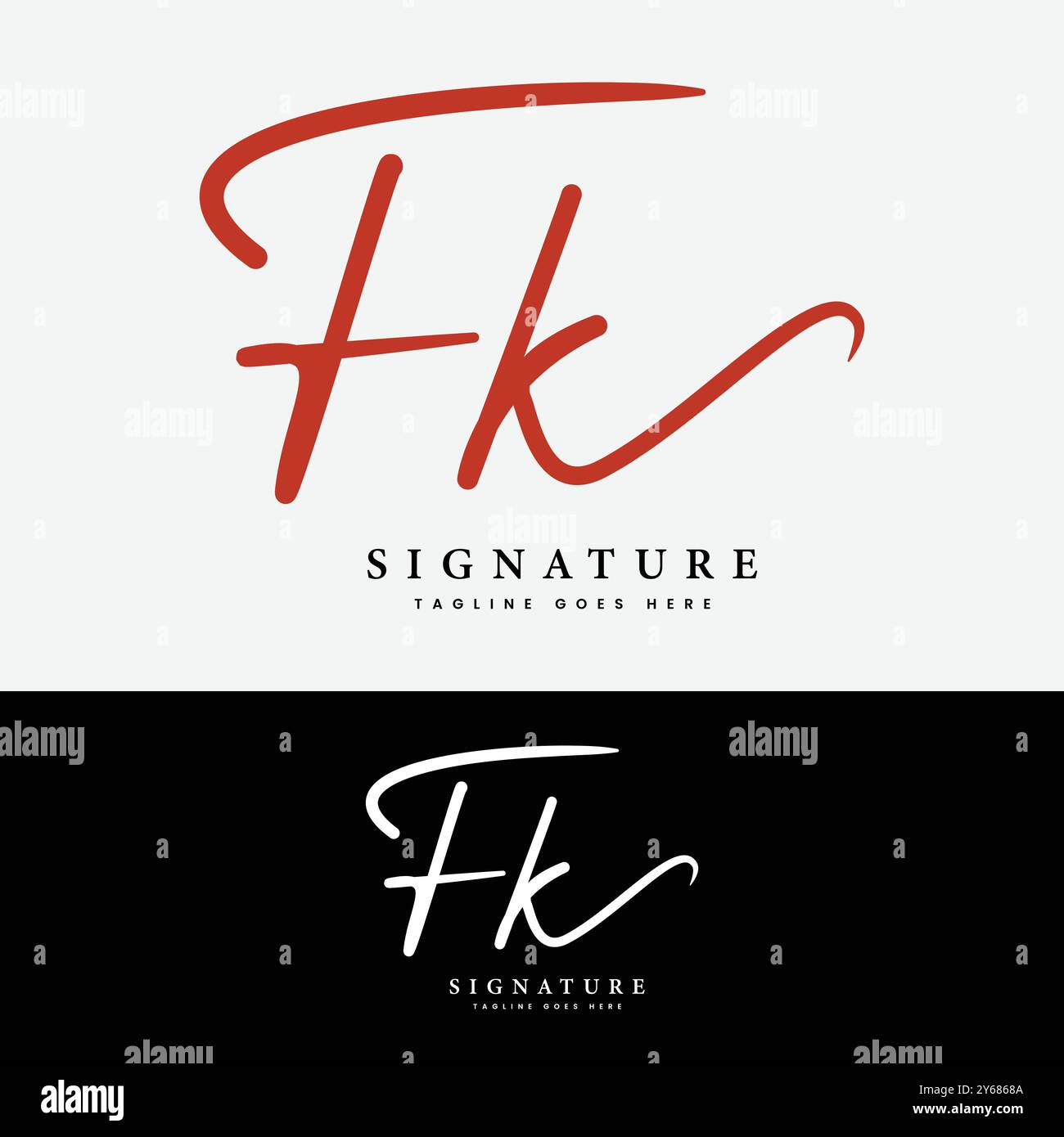 F, K, FK lettera iniziale logo. Logo della firma scritta a mano Alphabet FK Illustrazione Vettoriale