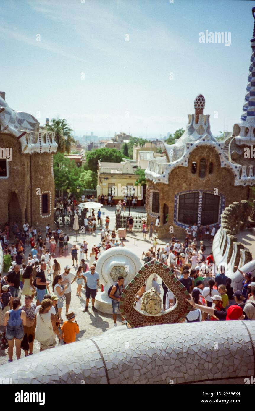 Park Güell, Barcellona, Catalogna, Spagna, Europa. Foto Stock