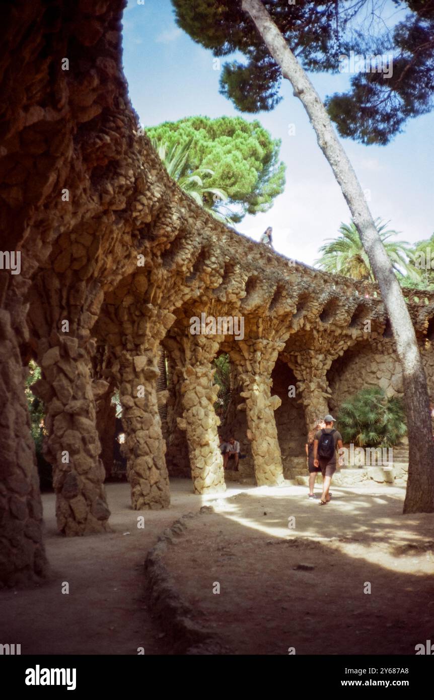Park Güell, Barcellona, Catalogna, Spagna, Europa. Foto Stock