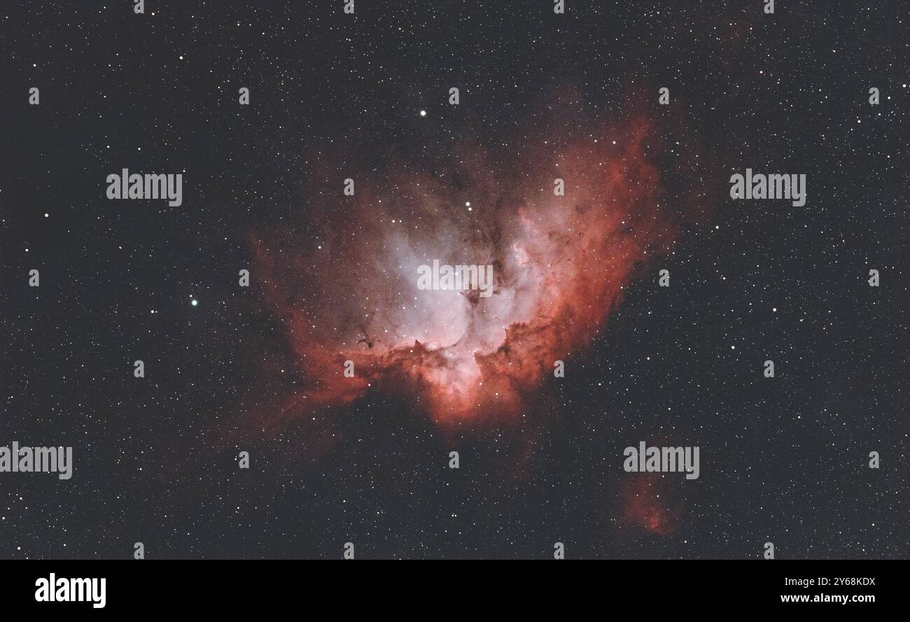 NGC7380, nebulosa magica, SH2-142, nebulosa magica nella costellazione Cefeo Foto Stock