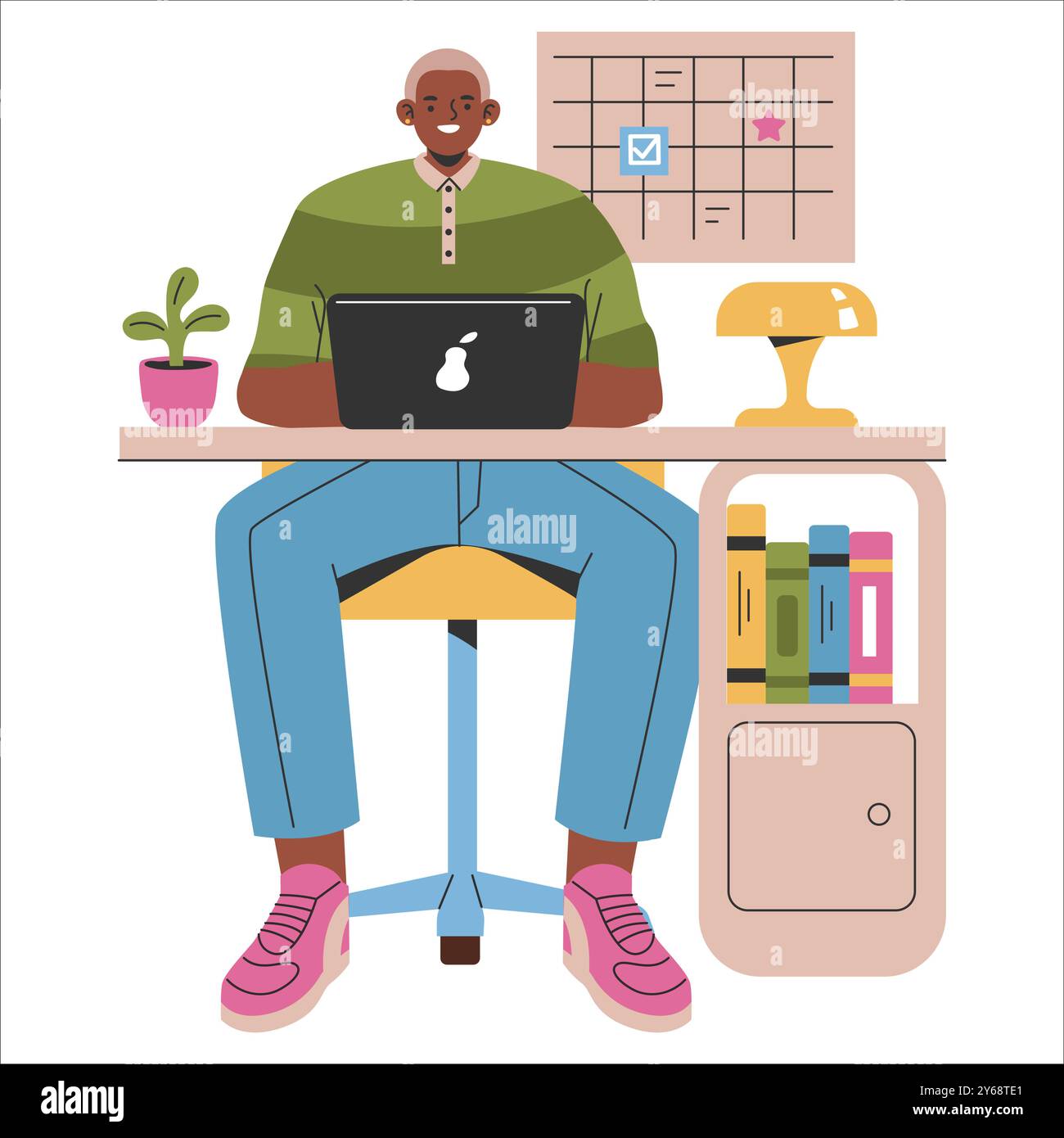 Un giovane uomo d'affari lavora diligentemente sul suo notebook in un ufficio ben organizzato, mostrando produttività e concentrazione. Illustrazione vettoriale. Illustrazione Vettoriale Un giovane uomo d'affari lavora diligentemente sul suo notebook in un ufficio ben organizzato, mostrando produttività e concentrazione. Illustrazione vettoriale. Illustrazione Vettoriale