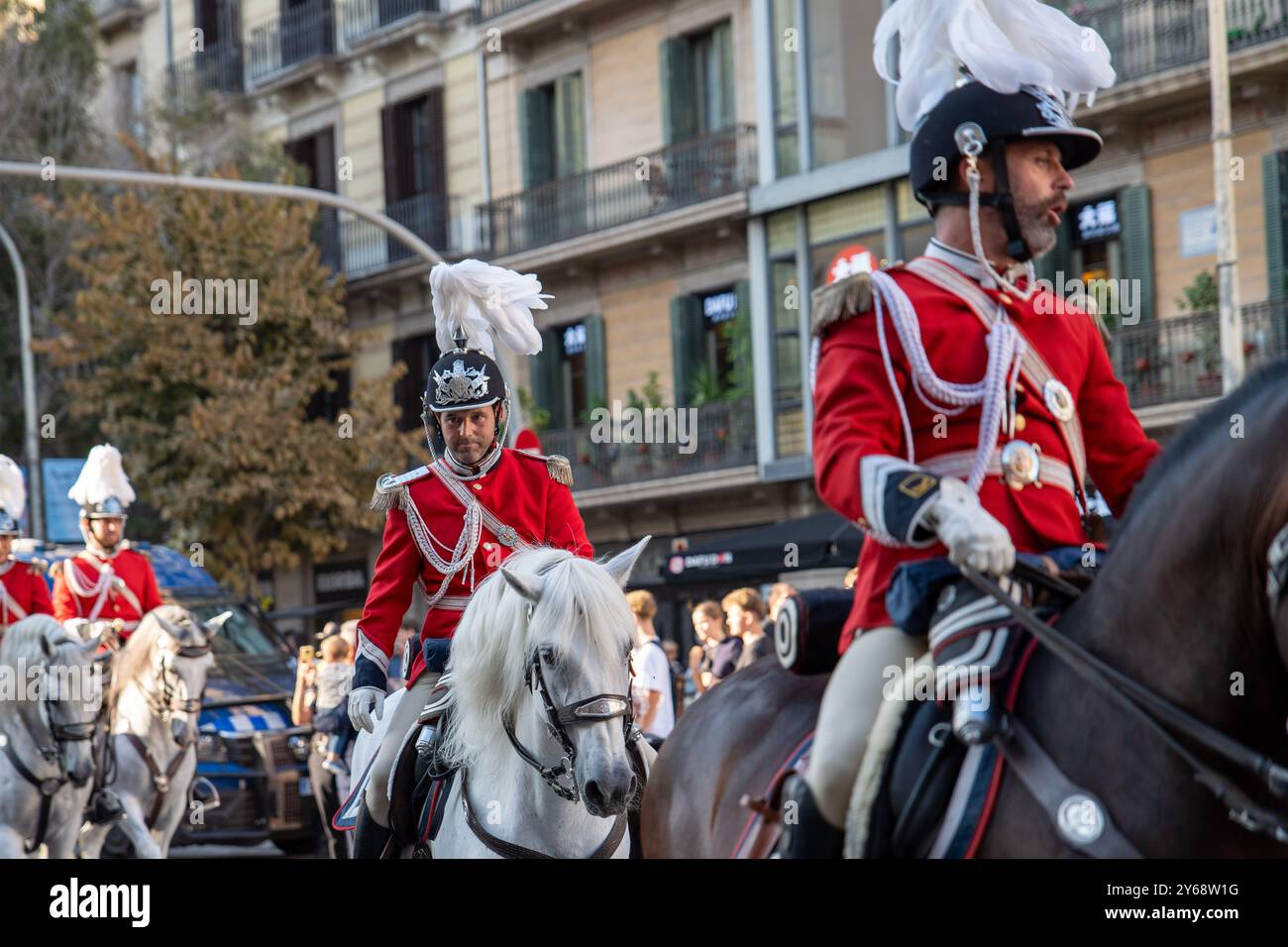 Barcellona, Spagna. 24 settembre 2024. Barcellona celebra il gran giorno dei suoi festival patronali, portando gli elementi della cultura popolare nelle strade, intrattenendo giovani e anziani e sorprendendo i numerosi turisti. Barcelona celebra el día grande de sus fiestas patronales, sacando a la calle los elementos de la cultura Popular, divirtiendo a pequeños y grandes, y sorprendiendo a los numerosos Tourist. News, Cronaca, Barcelona Spain martedì 24 settembre 2024 (foto di Eric Renom/LaPresse) crediti: LaPresse/Alamy Live News Foto Stock