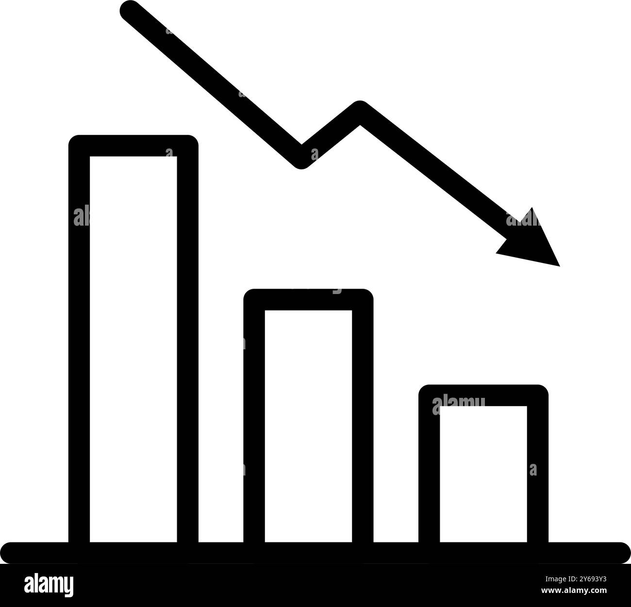 Un disegno a linee che illustra un grafico con una freccia rivolta verso il basso Illustrazione Vettoriale
