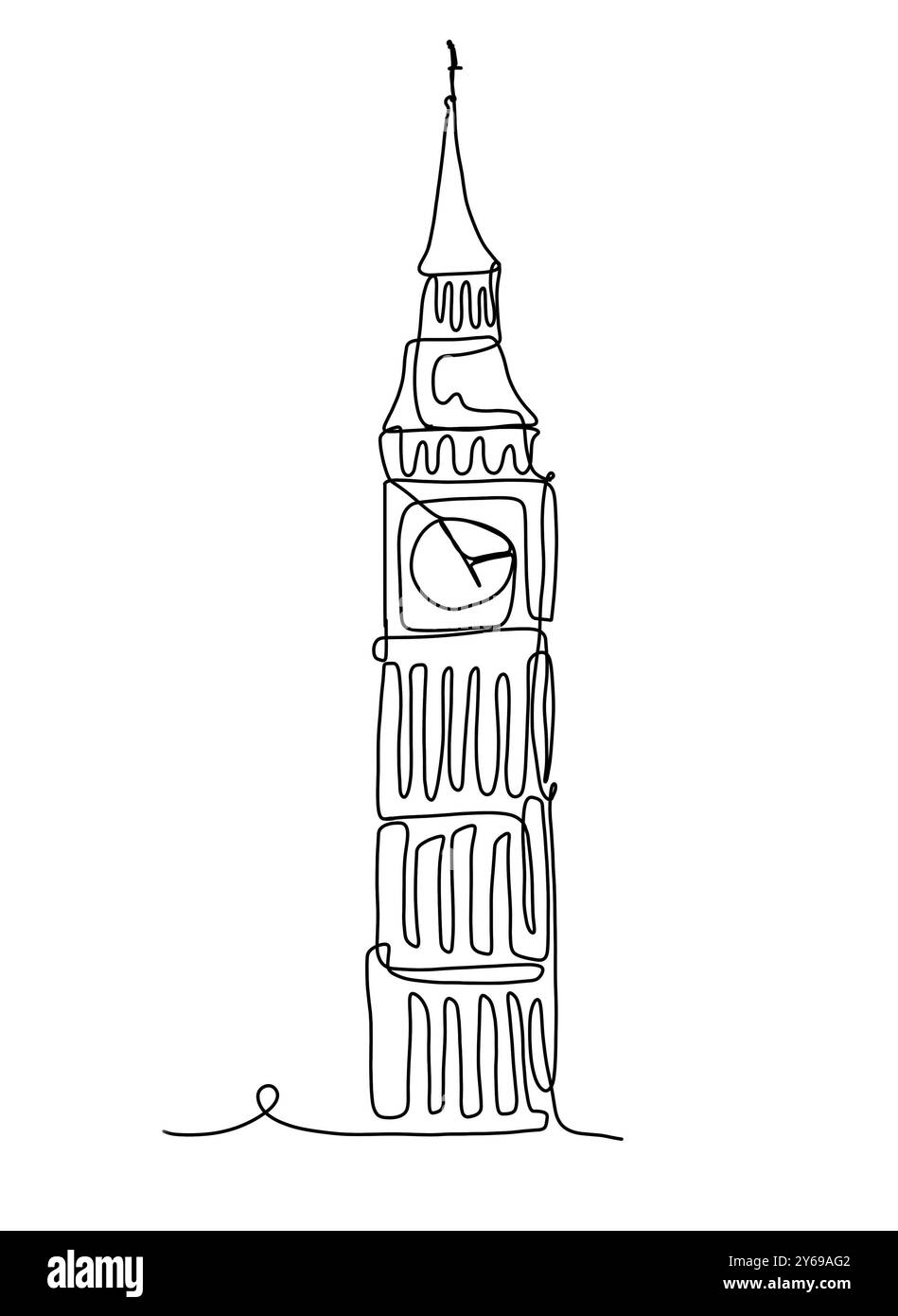 Schizzo del Big Ben su sfondo bianco Foto Stock