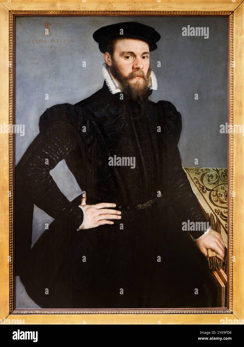 Ritratto di un trentatreenne, 1565, Attribué à Martin de VOS, Maarten De Vos, Anvers (Belgique), 1532 - 1603, Musée du Louvre, Parigi, Francia. Foto Stock