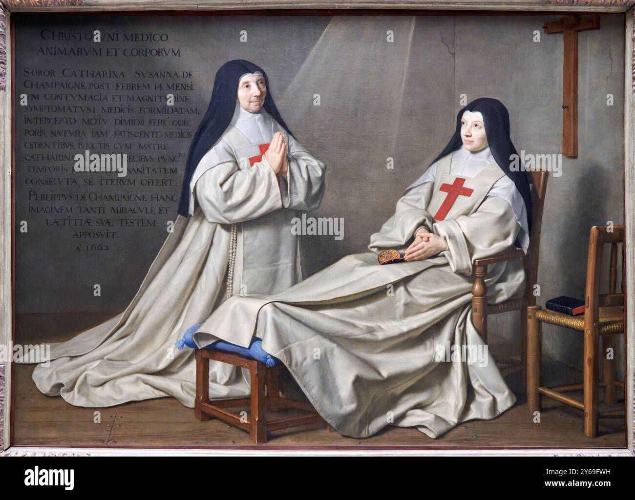 Ex voto del 1662, 1662, madre Catherine-Agnès Arnauld (1593-1671) e sorella Catherine de Sainte Suzanne Champaigne (1636-1686), figlia dell'artista, Philippe de CHAMPAIGNE, Bruxelles (Belgio), 1602 - Parigi, 1674, museo del Louvre, Parigi, Francia. Foto Stock