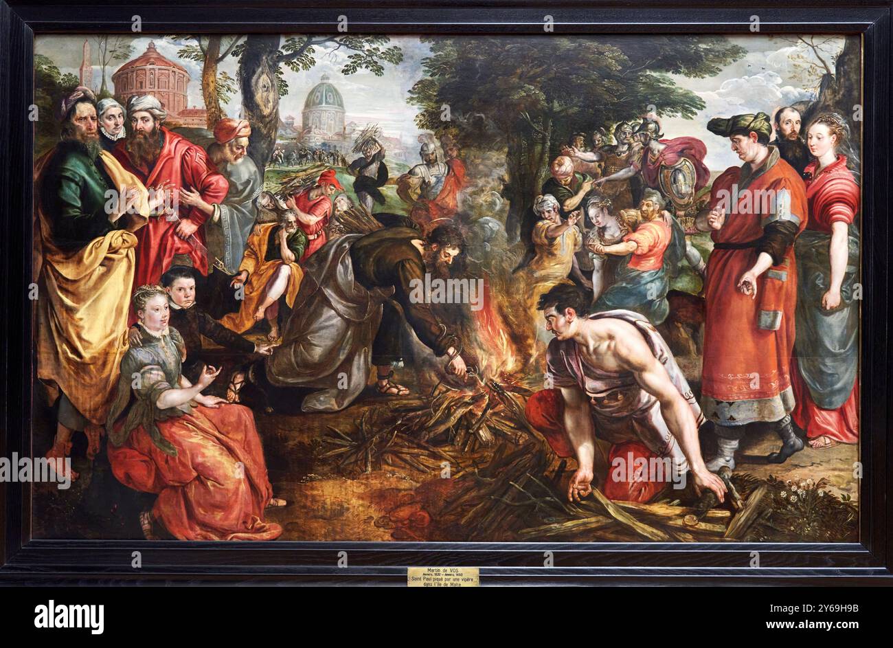 San Paolo morso da una vipera sull’isola di Malta, 1566, Maarten De Vos, Martin de VOS, Anvers 1532-1603, museo del Louvre, Parigi, Francia. Foto Stock