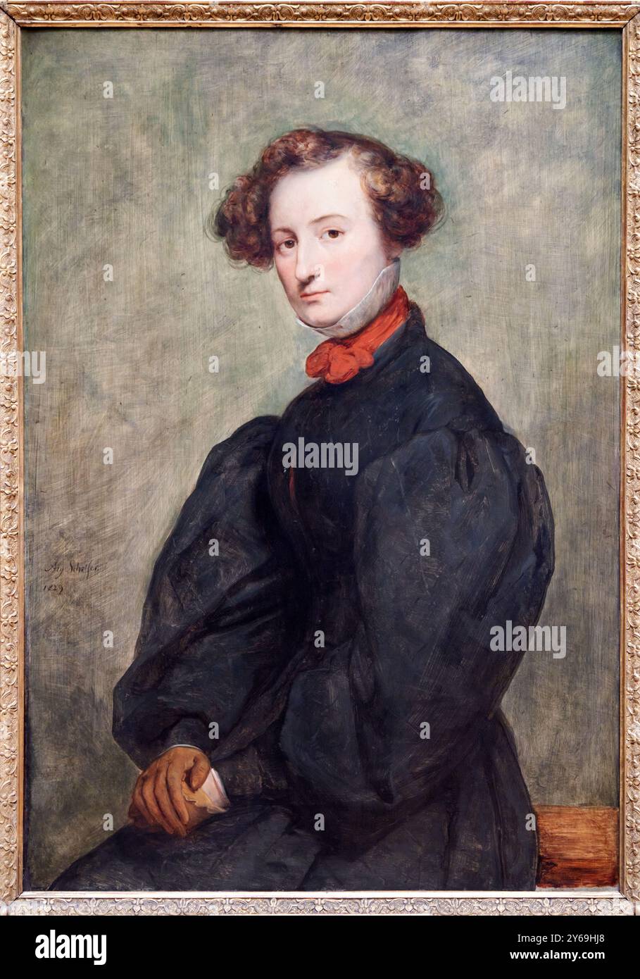 Ritratto di Félicie de Fauveau (circa 1801-1886), scultore, 1829. Salone del 1833, olio su tela, Ary SCHEFFER, Dordrecht (Pays-Bas), 1795 - Argenteuil, 1858, Musée du Louvre, Parigi, Francia. Foto Stock