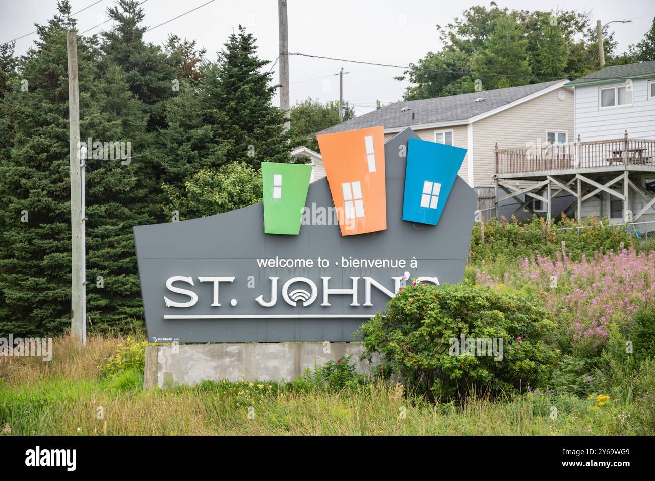 Benvenuto all'insegna di St. John's sulla NL 2 a Newfoundland & Labrador, Canada Foto Stock