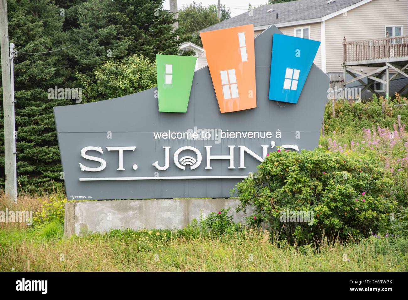 Benvenuto all'insegna di St. John's sulla NL 2 a Newfoundland & Labrador, Canada Foto Stock