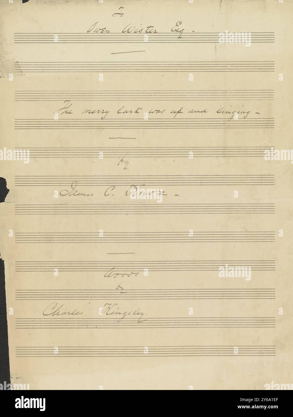 Music 1800-1900; Music Manuscripts; Knox, James C. The Merry lark was up and Singing, Knox, James C., 1800 - 1900, Schmidt, Arthur Paul, editoria musicale, musica popolare, scrittura ed editoria, Spartiti musicali, musica, Stati Uniti, XIX secolo, musica, Stati Uniti, manoscritti, Stati Uniti, manoscritti Foto Stock