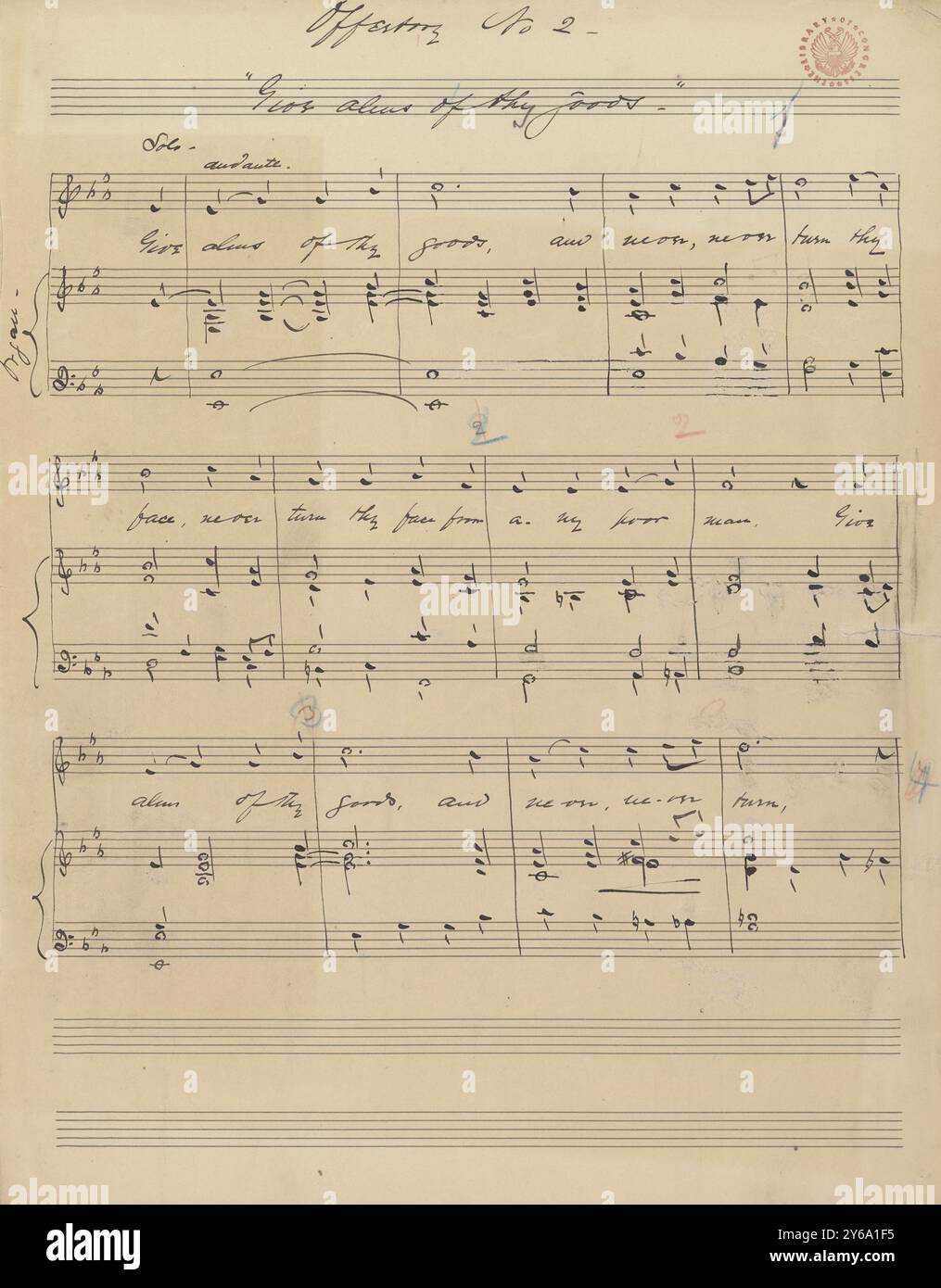 Musica 1800-1900; manoscritti musicali; Knox, James C. Offertory no 2, Knox, James C., 1800 - 1900, Schmidt, Arthur Paul, editoria musicale, musica popolare, scrittura ed editoria, Spartiti musicali, musica, Stati Uniti, XIX secolo, musica, Stati Uniti, manoscritti, Stati Uniti, manoscritti Foto Stock