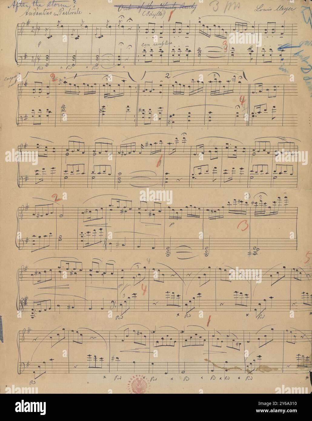 Musica 1800-1900; manoscritti musicali; Meyer, Louis. Dopo la tempesta, Meyer, Louis., 1800 - 1900, Schmidt, Arthur Paul, editoria musicale, musica popolare, scrittura ed editoria, Spartiti musicali, musica, Stati Uniti, XIX secolo, musica, Stati Uniti, manoscritti, Stati Uniti, manoscritti Foto Stock