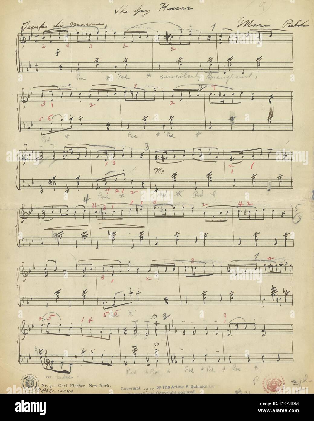 Musica 1800-1900; manoscritti musicali; Paldi, Mari. L'ussaro gay, Paldi, Mari., 1800 - 1900, Schmidt, Arthur Paul, editoria musicale, musica popolare, scrittura ed editoria, Spartiti musicali, musica, Stati Uniti, XIX secolo, musica, Stati Uniti, manoscritti, Stati Uniti, manoscritti Foto Stock