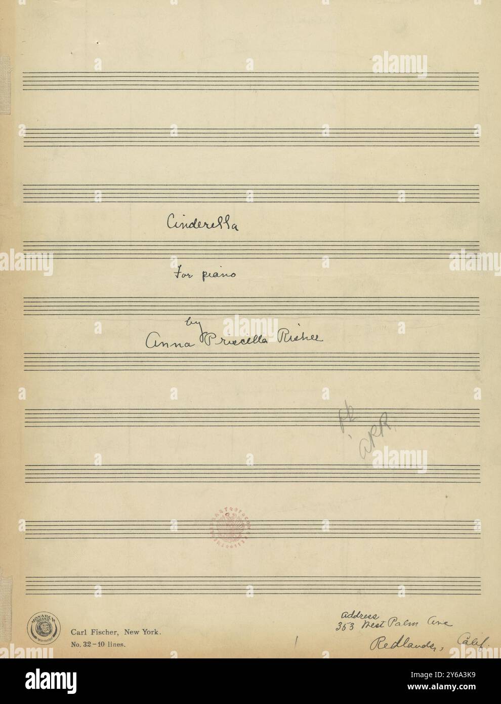 Musica 1800-1900; manoscritti musicali; Risher, Anna Priscilla. Cenerentola, Risher, Anna Priscilla., 1800 - 1900, Schmidt, Arthur Paul, editoria musicale, musica popolare, scrittura ed editoria, Spartiti musicali, musica, Stati Uniti, XIX secolo, musica, Stati Uniti, manoscritti, Stati Uniti, manoscritti Foto Stock