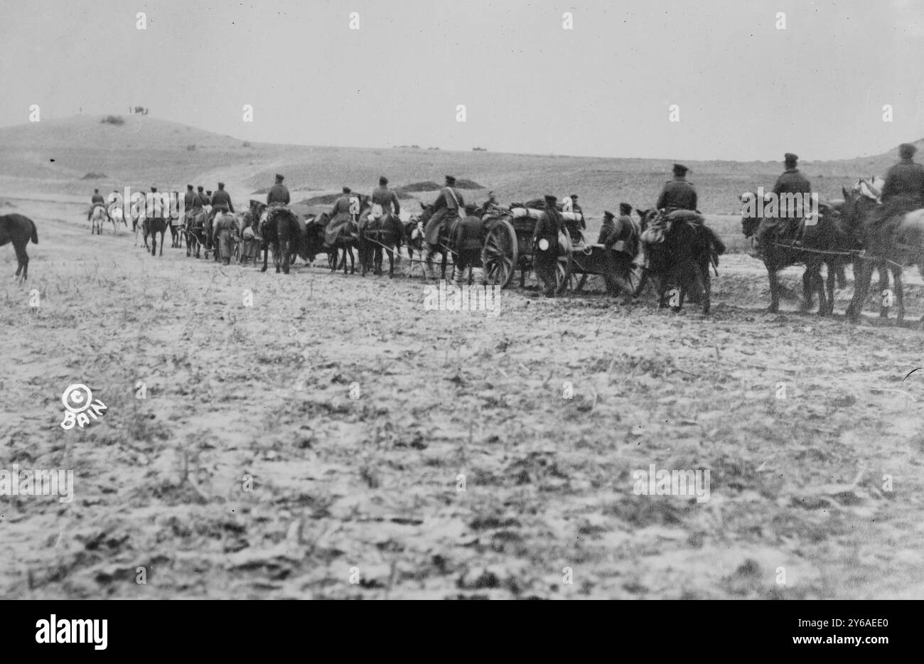 Artiglieria d'assedio in arrivo prima di Adrianopoli, foto mostra i preparativi per la battaglia ad Adrianopole durante la prima guerra balcanica., 1912 3 novembre., Glass negative, 1 negativo: Vetro; 5 x 7 pollici o più piccolo. Foto Stock