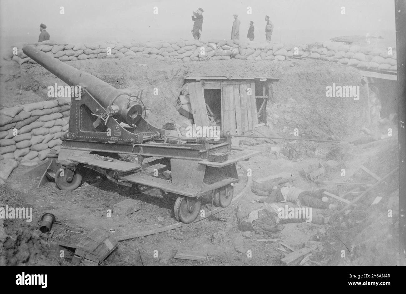 Batteria d'assedio turca, Adrianopoli, foto relative alla Battaglia di Adrianopoli, 1912-13, prima guerra balcanica., 1912?, Adrianopoli, negativi del vetro, 1 negativo: vetro; 5 x 7 pollici o più piccolo. Foto Stock