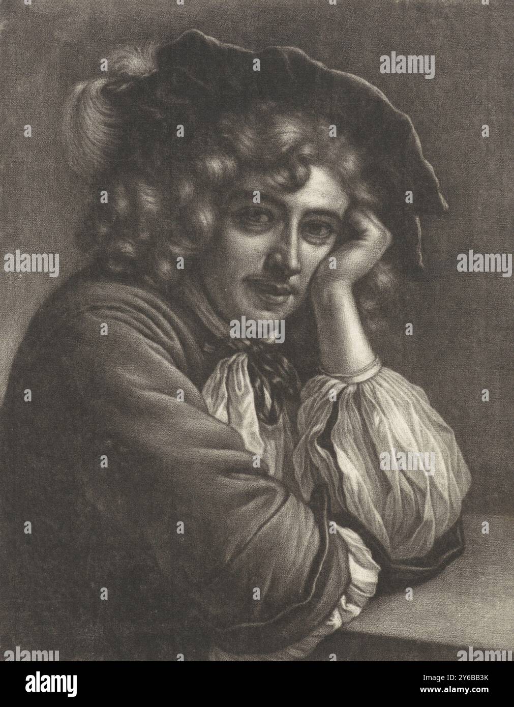 Ritratto del principe Ruprecht del Palatinato, principe Ruprecht del Palatinato, nipote di re Carlo i d'Inghilterra e comandante della cavalleria realista durante la guerra civile inglese. Fu anche inventore e stampatore., stampatore: Wallerant Vaillant, (menzionato sull'oggetto), dopo la stampa di: Prinz Ruprecht, (attribuito a), 1658 - 1677, carta, altezza, 212 mm x larghezza, 163 mm Foto Stock