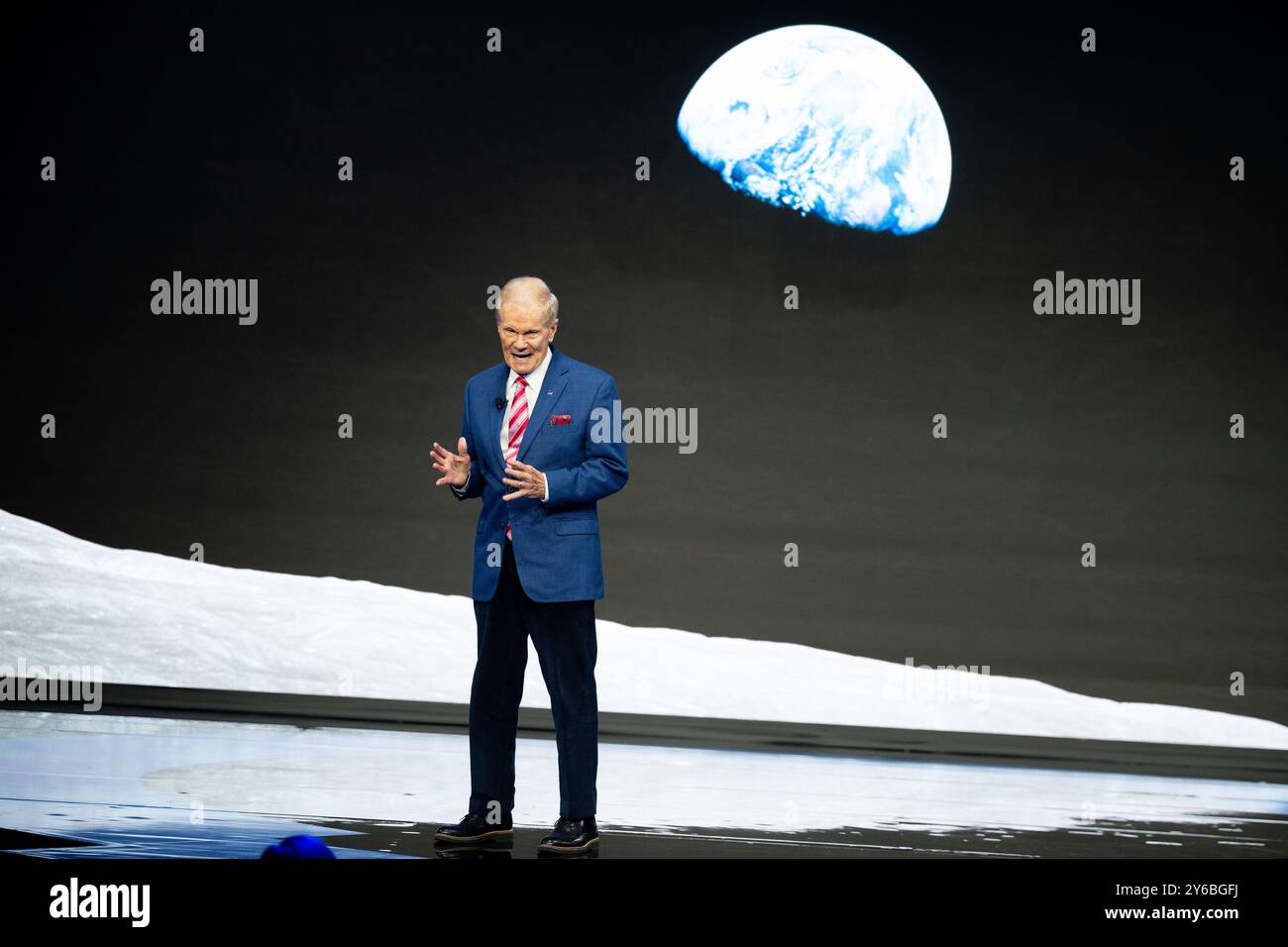 New York, Stati Uniti. 24 settembre 2024. Bill Nelson, Amministratore, NASA, parla alla conferenza Clinton Global Initiative all'hotel Hilton Midtown a New York City. Credito: SOPA Images Limited/Alamy Live News Foto Stock