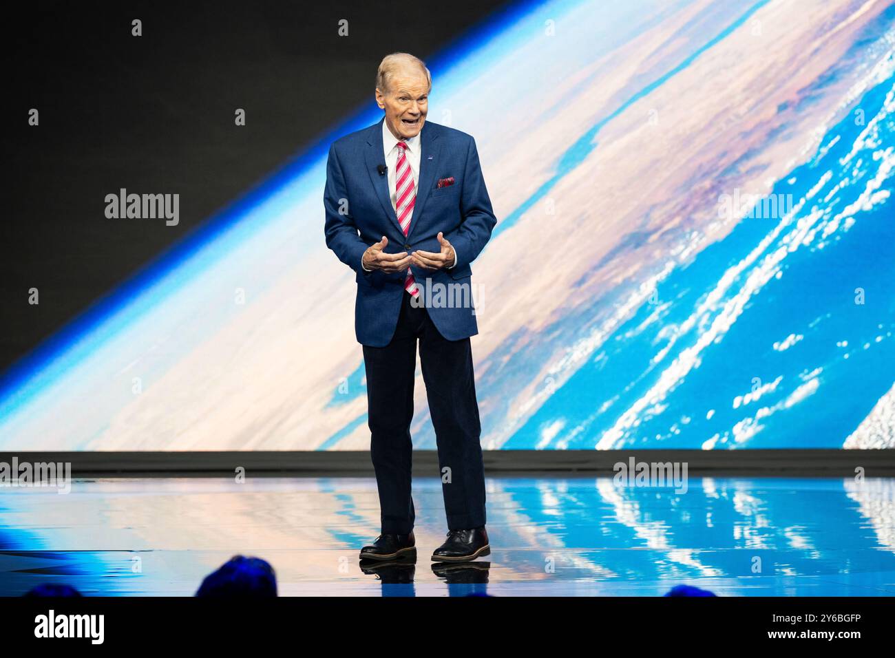 New York, Stati Uniti. 24 settembre 2024. Bill Nelson, Amministratore, NASA, parla alla conferenza Clinton Global Initiative all'hotel Hilton Midtown a New York City. Credito: SOPA Images Limited/Alamy Live News Foto Stock