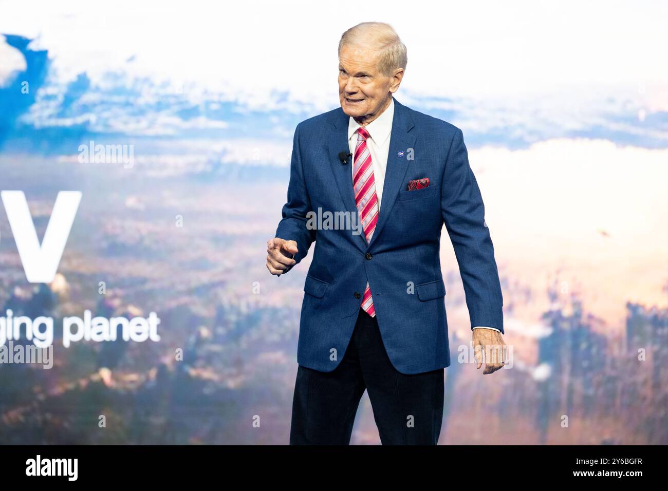 New York, Stati Uniti. 24 settembre 2024. Bill Nelson, Amministratore, NASA, parla alla conferenza Clinton Global Initiative all'hotel Hilton Midtown a New York City. Credito: SOPA Images Limited/Alamy Live News Foto Stock