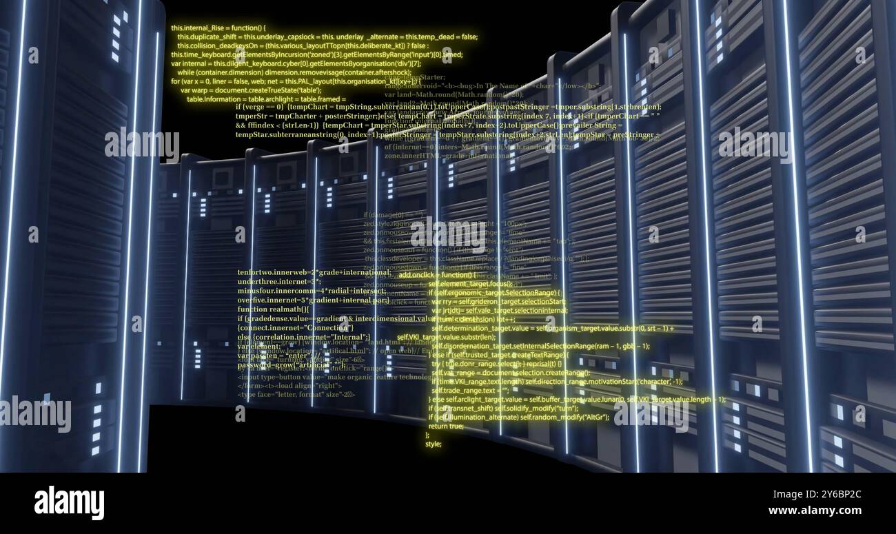 Immagine dell'elaborazione dei dati digitali su server di computer Foto Stock