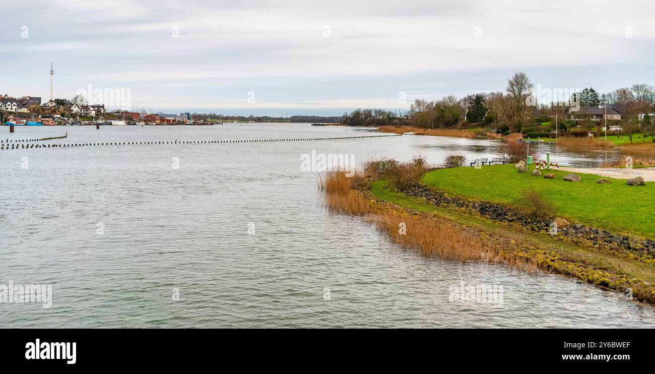 Impressione di Kappeln, una città nello Schleswig-Holstein, nel nord della Germania Foto Stock