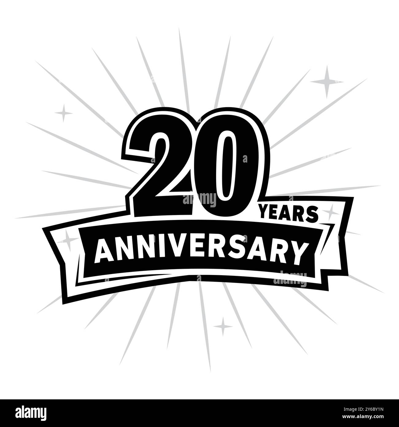logo celebrativo per il 20° anniversario. ventesimo modello di progettazione. Vettore e illustrazione. Illustrazione Vettoriale