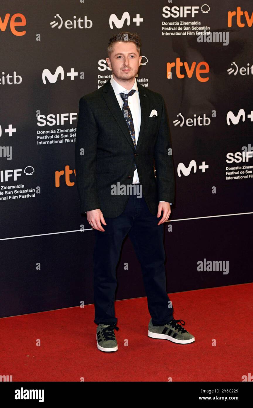 Ryan McParland bei der Premiere des Kinofilms modi - tre giorni sulle ali della follia auf dem 72. Internationalen Filmfestival San Sebastian / Festival Internacional de Cine de San Sebastian im Kursaal. San Sebastian, 24.09.2024 *** Ryan McParland alla prima del lungometraggio modi Three Days on the Wings of Madness al 72° Festival Internazionale del Cinema di San Sebastian al Kursaal San Sebastian, 24 09 2024 foto:XC.xNiehausx/xFuturexImagex modi 4979 Foto Stock