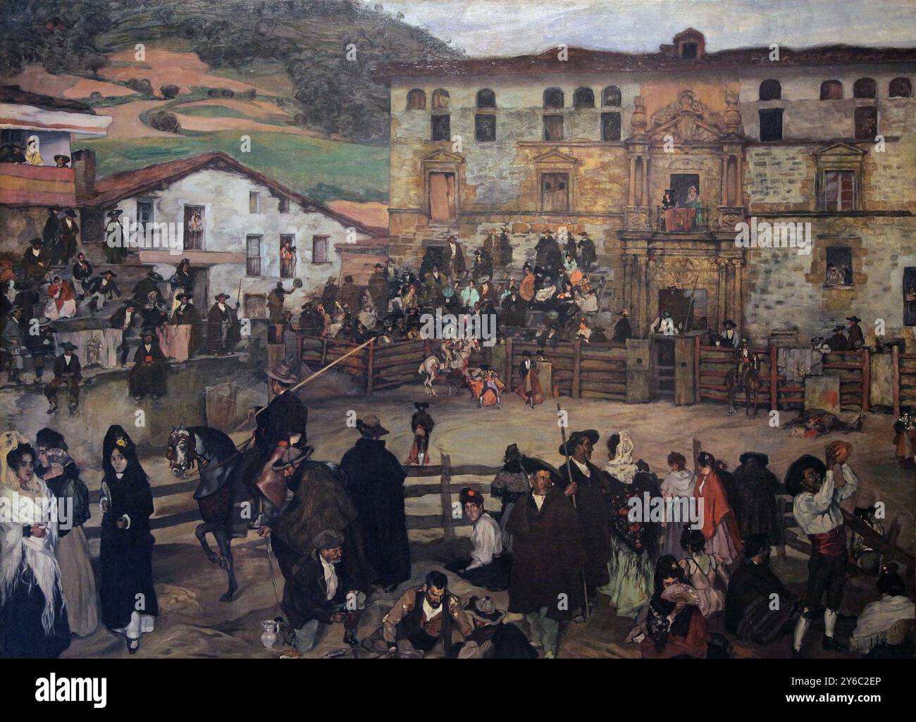 Corrida in Eibar (1899) di Ignacio Zuloaga y Zabaleta (1870–1945) pittore basco. Corrida de Toros en Éibar. Pintor Español. Foto Stock