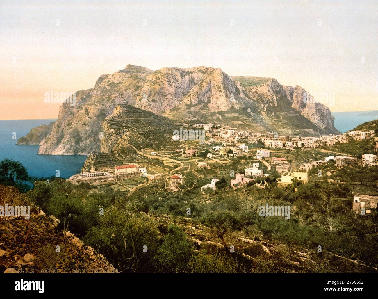 Mount Solaro, Insel Capri, Italien, UM 1895, Historisch, Digital restaurierte Reproduktion von einer Vorlage aus dem 19. Jahrhundert, data record no Foto Stock