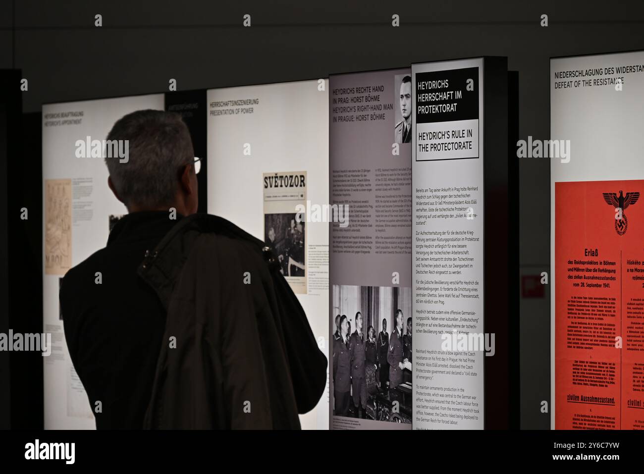 Berlino, Germania. 24 settembre 2024. Una nuova mostra Reinhard Heydrich. La carriera e la violenza si aprono a Berlino, in Germania, presentando la sua ascesa al potere nello stato nazista e le sue attività poco conosciute nel Protettorato di Boemia e Moravia. La foto è del 24 settembre 2024. Crediti: Jaromir Mrhal/CTK Photo/Alamy Live News Foto Stock