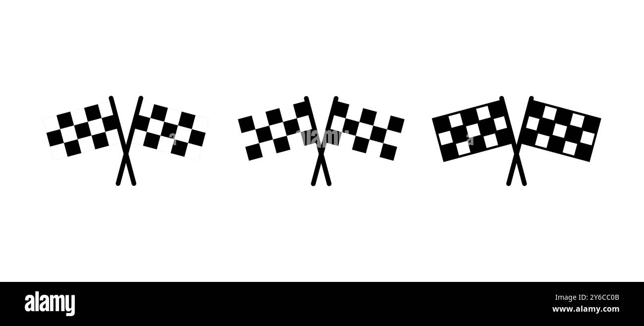 Vettore icona bandiera da corsa. Icona della bandiera da corsa.icona della bandiera da corsa a scacchi Illustrazione Vettoriale