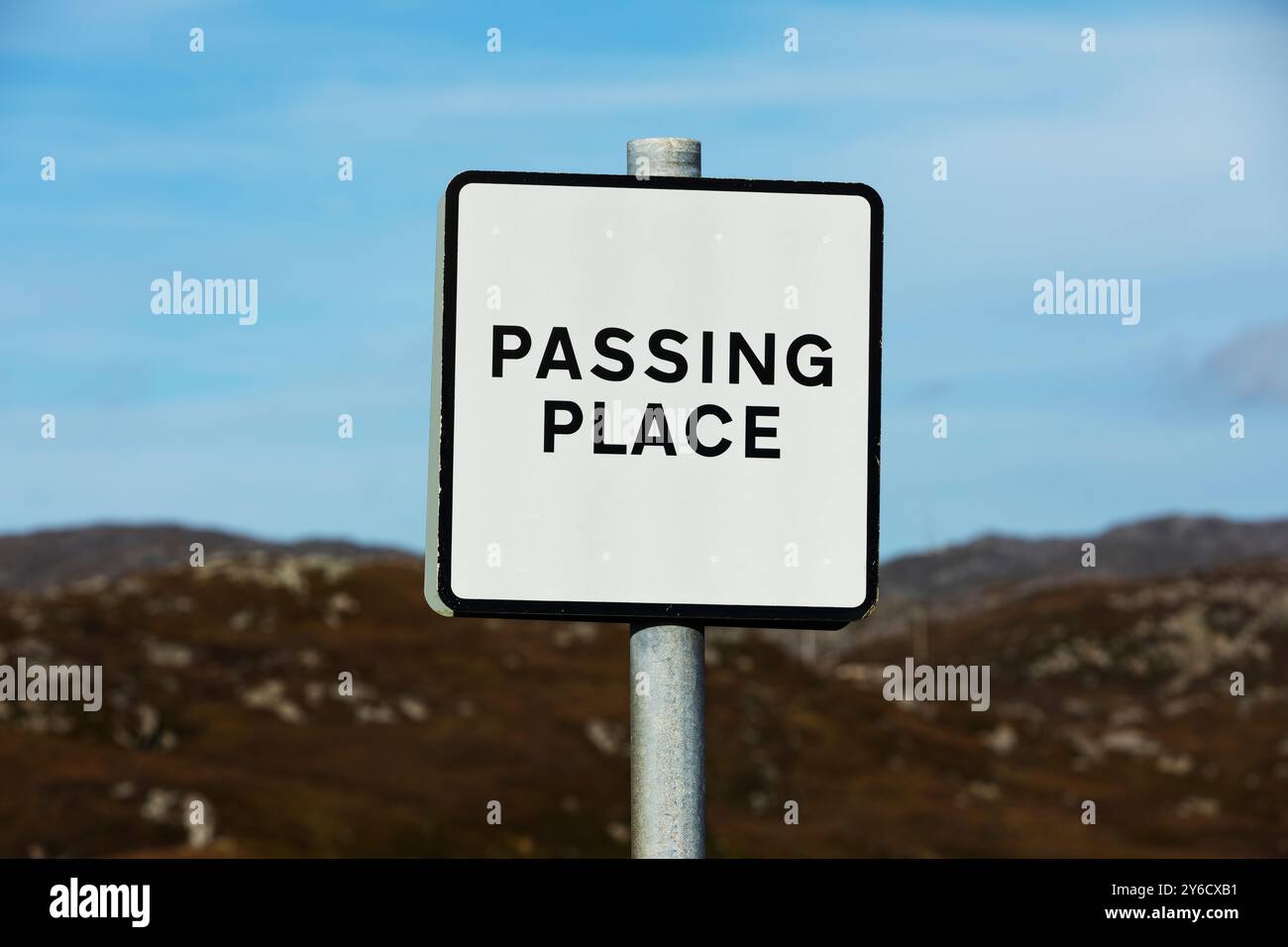 Passing Place, Isola di Harris, Ebridi esterne, Scozia, Regno Unito, Europa Foto Stock