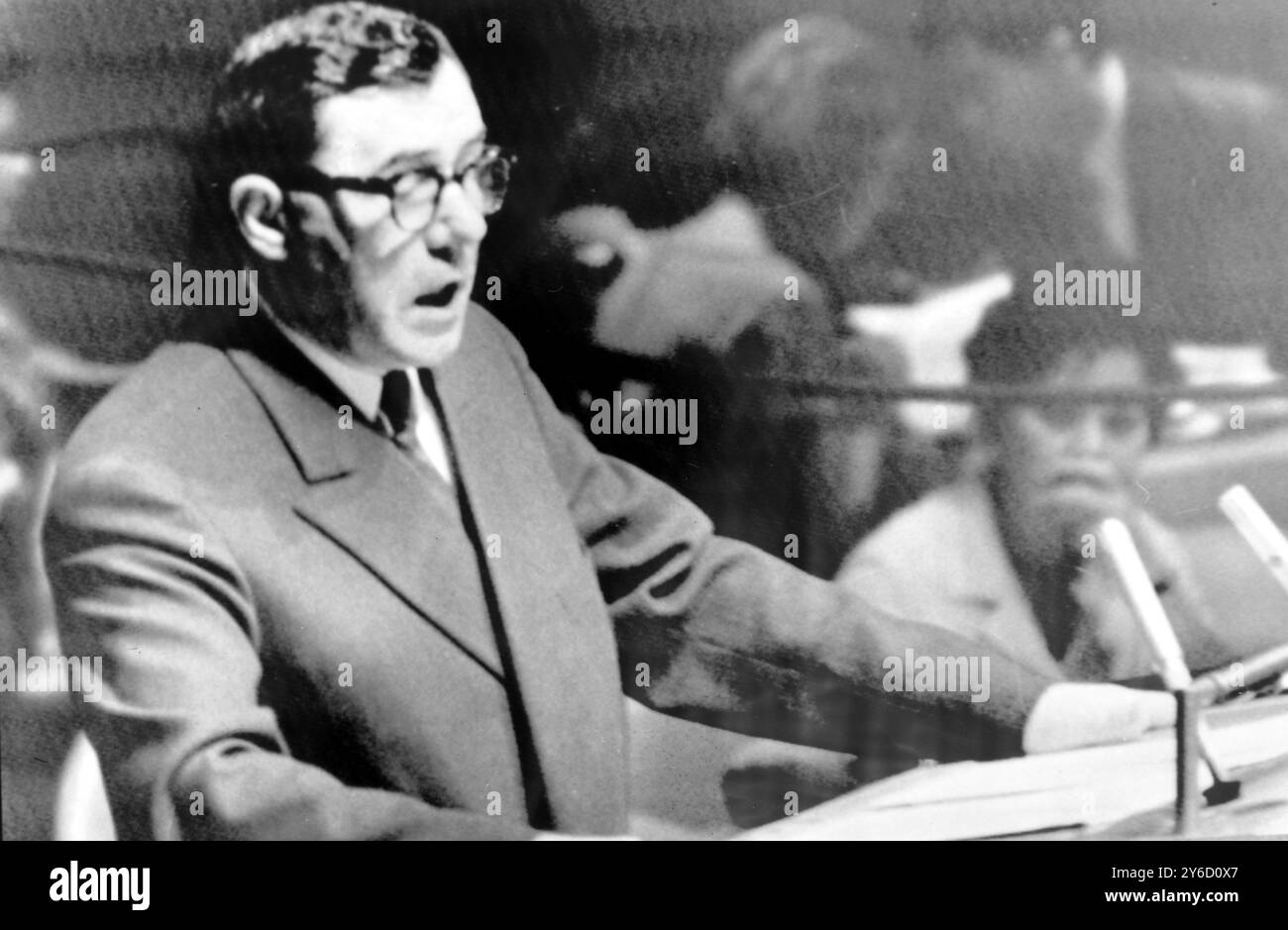 IL MINISTRO DEGLI ESTERI DELLA SOVIER ANDREI GROMYKO SI RIVOLGE ALL'ASSEMBLEA GENERALE DELLE NAZIONI UNITE A NEW YORK / ; 20 SETTEMBRE 1963 Foto Stock