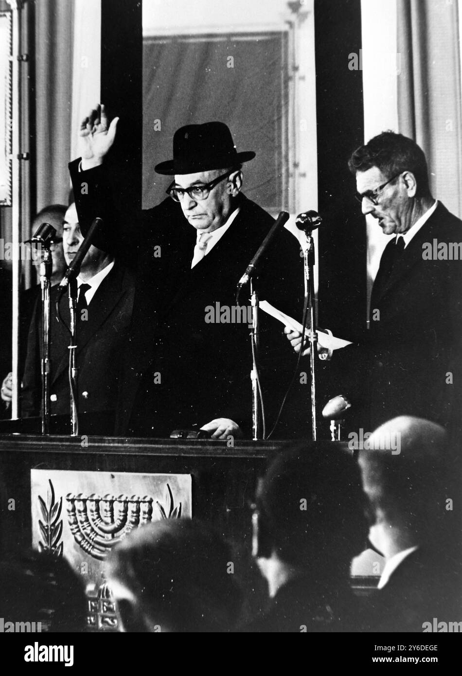 SHNEOUR ZALMAN SHAZAR È STATO NOMINATO PRESIDENTE ISRAELIANO A TEL AVIV / ; 25 MAGGIO 1963 Foto Stock