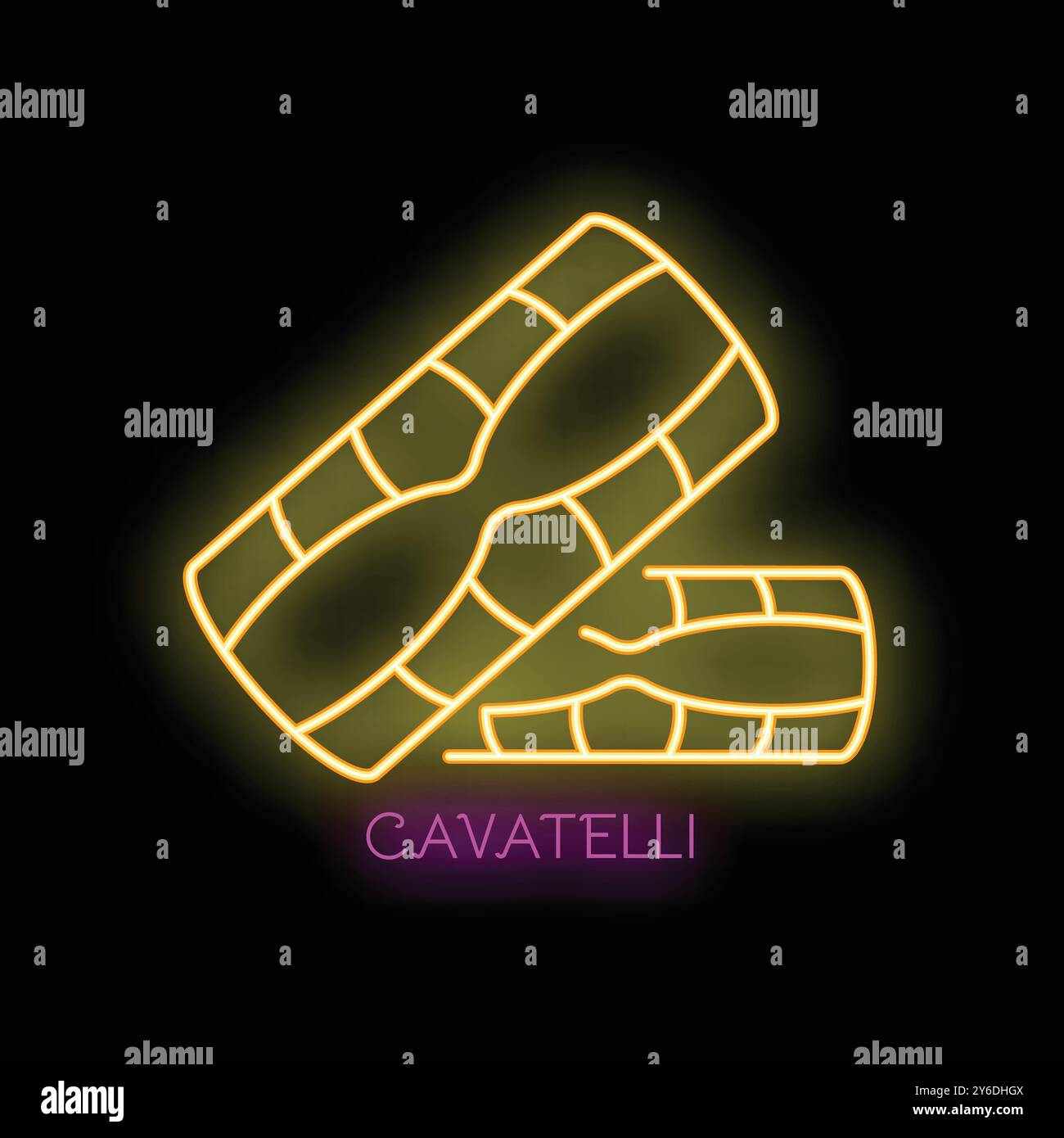 Icona luminosa della pasta ai cavatelli, una specialità gastronomica italiana, per il design del menu del ristorante Illustrazione Vettoriale