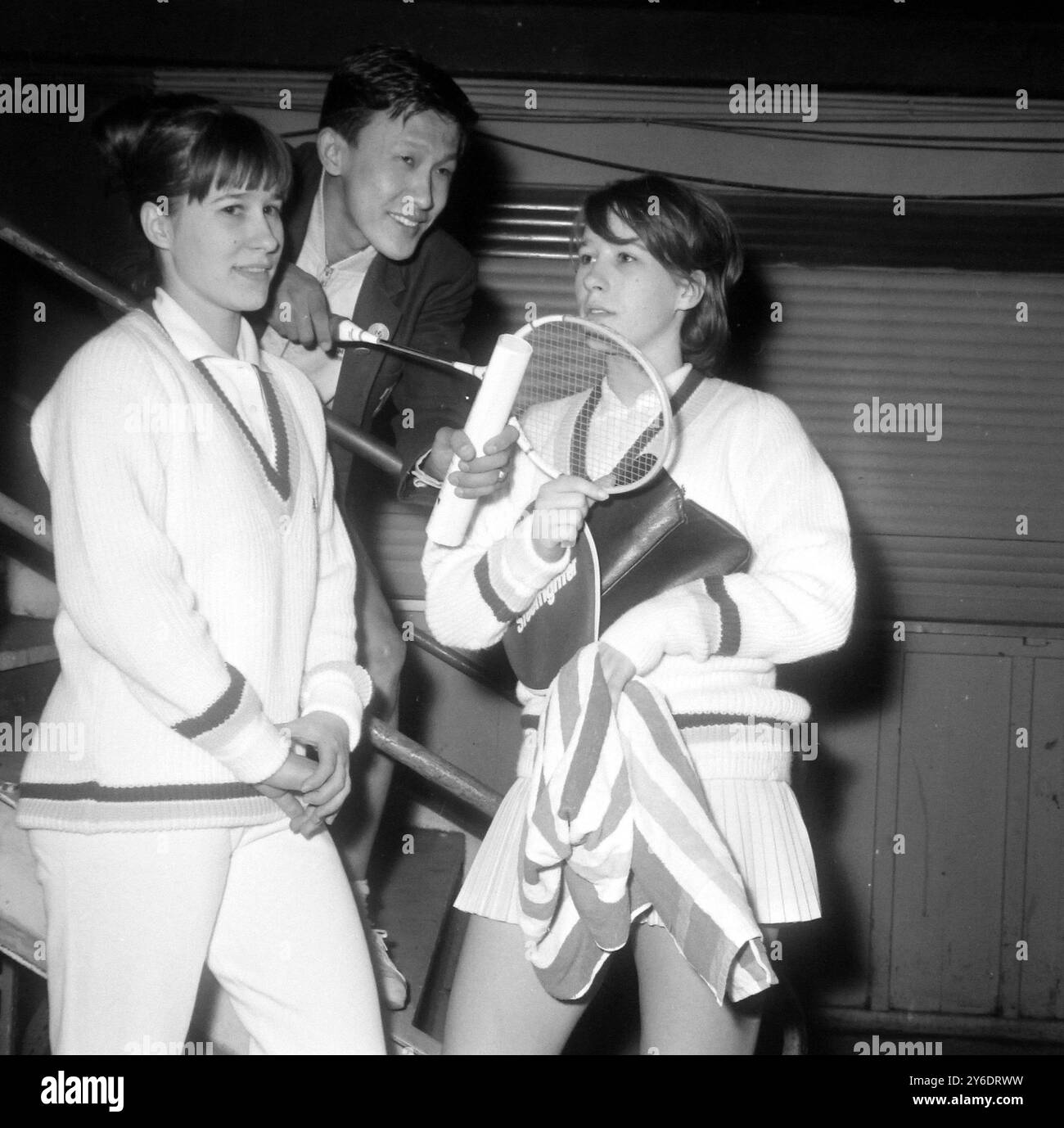 BENDT E ANNE FLINDT - GIOCATORI DI BADMINTON IN CAMPIONATI / ; 21 MARZO 1963 Foto Stock