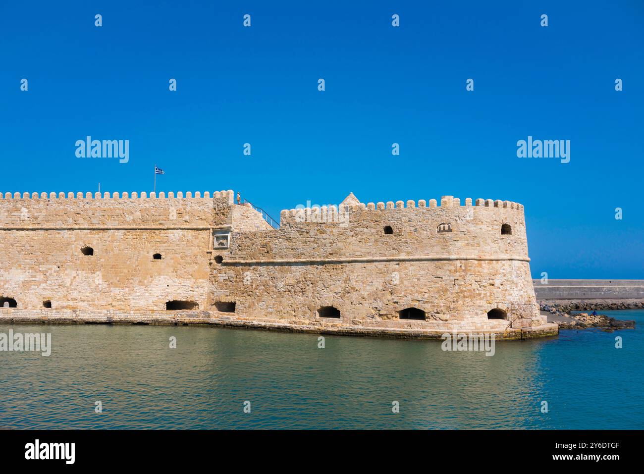 Fortezza di Heraklion, vista della fortezza veneziana del XVI secolo situata nell'area del porto della città vecchia di Heraklion, Creta Foto Stock